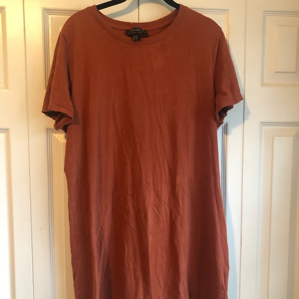 Forever 21 Plus | Burnt Orange Ribbed Tshirt Dress